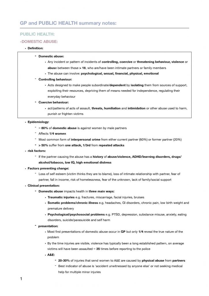 MBChB Phase 3A – Public Health complete summary notes