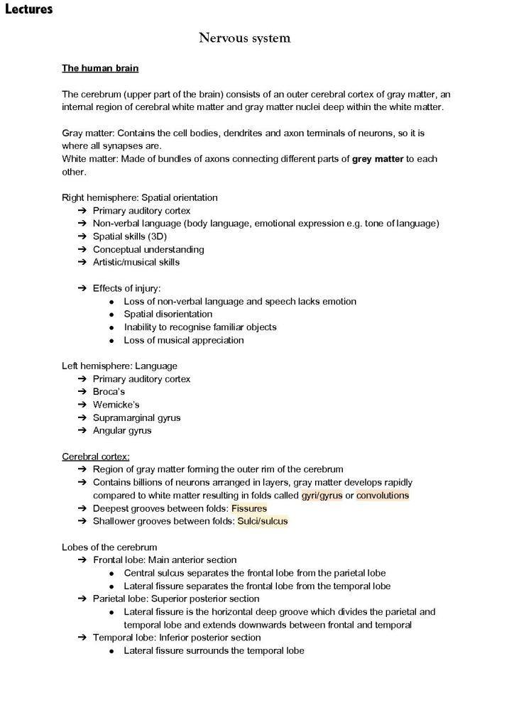 MEDSCI 142: Biology for Biomedical Science: Organ Systems full notes + Labs