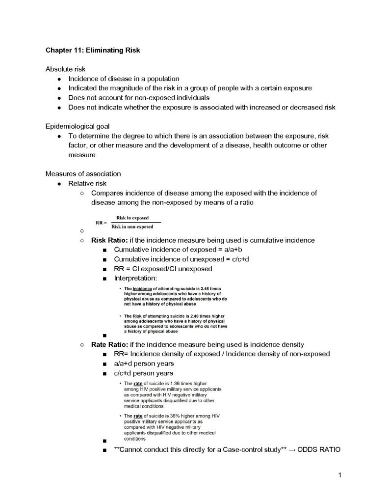 PBH 354: Epidemiology Exam 3 notes