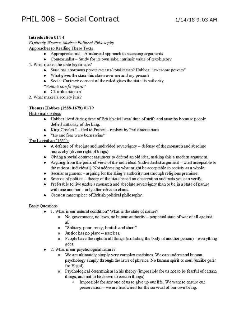 PHIL 008: The Social Contract notes – Penn