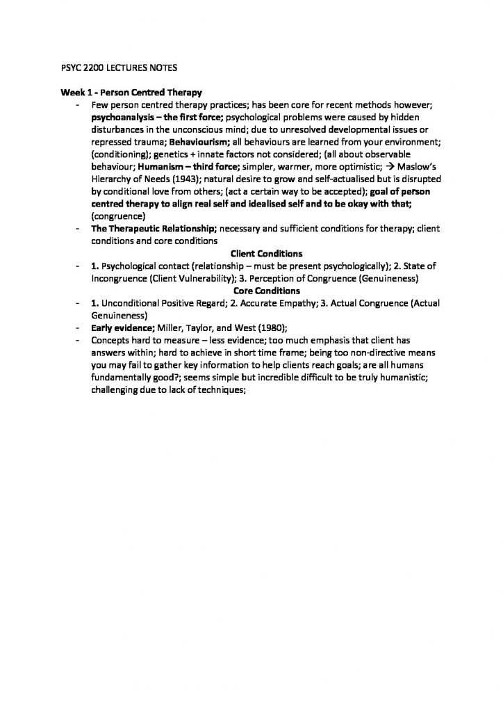 PSYC2200: Foundations of Psychological Interventions notes