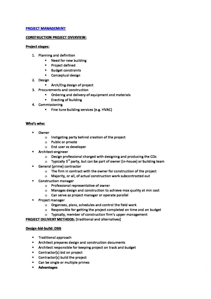 Property 281: Building Construction exam notes