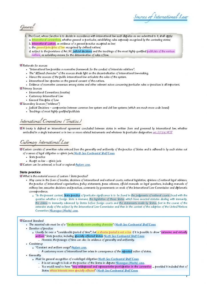 Public International Law (LAWS5005 & LAWS1023) exam notes