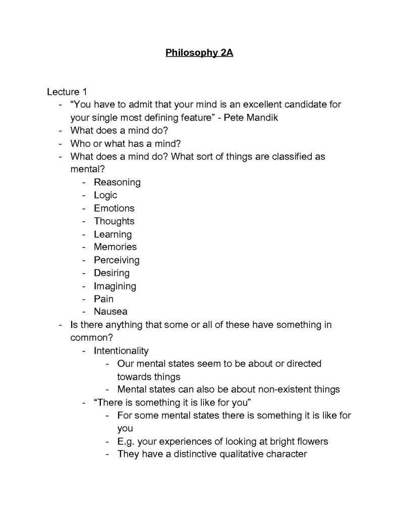 Philosophy 1B: How Should I Live? (PHIL1011) lecture summaries