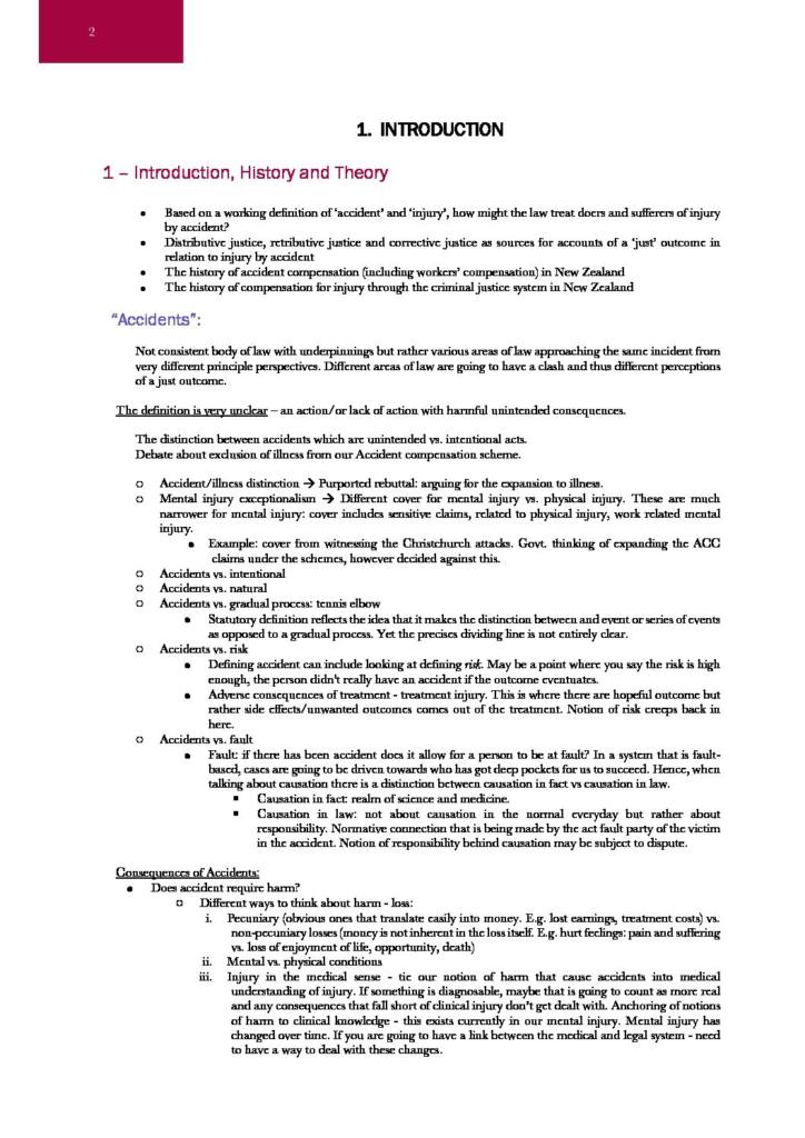 Accidents and the Law (LAWS488) complete summary