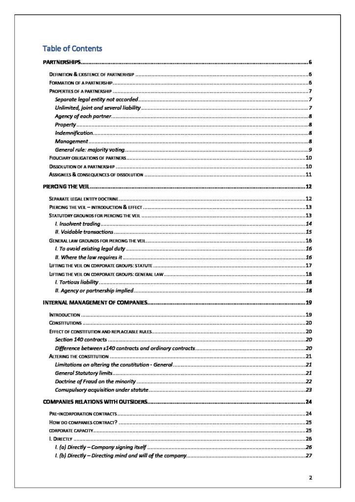 Corporations & Partnerships (LAWS3210) full course notes