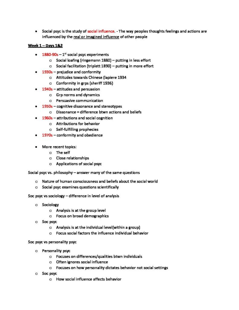 Social Interaction (PSYC 214) exam notes
