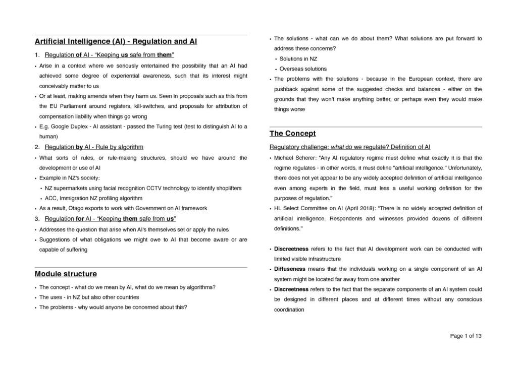 Law and Emerging Technologies (LAWS428 & LAWS528) complete summary
