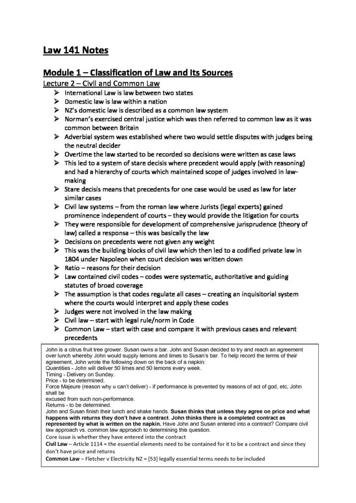 Legal Foundations (LAW 141) full course summary