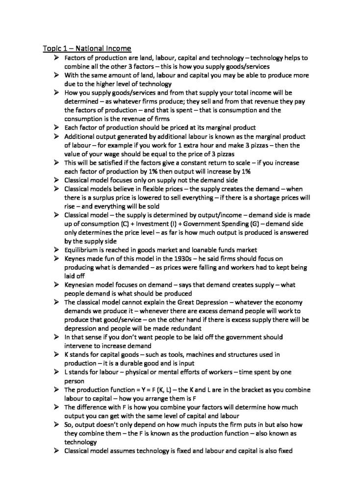Macroeconomics (ECON 211) full course summary