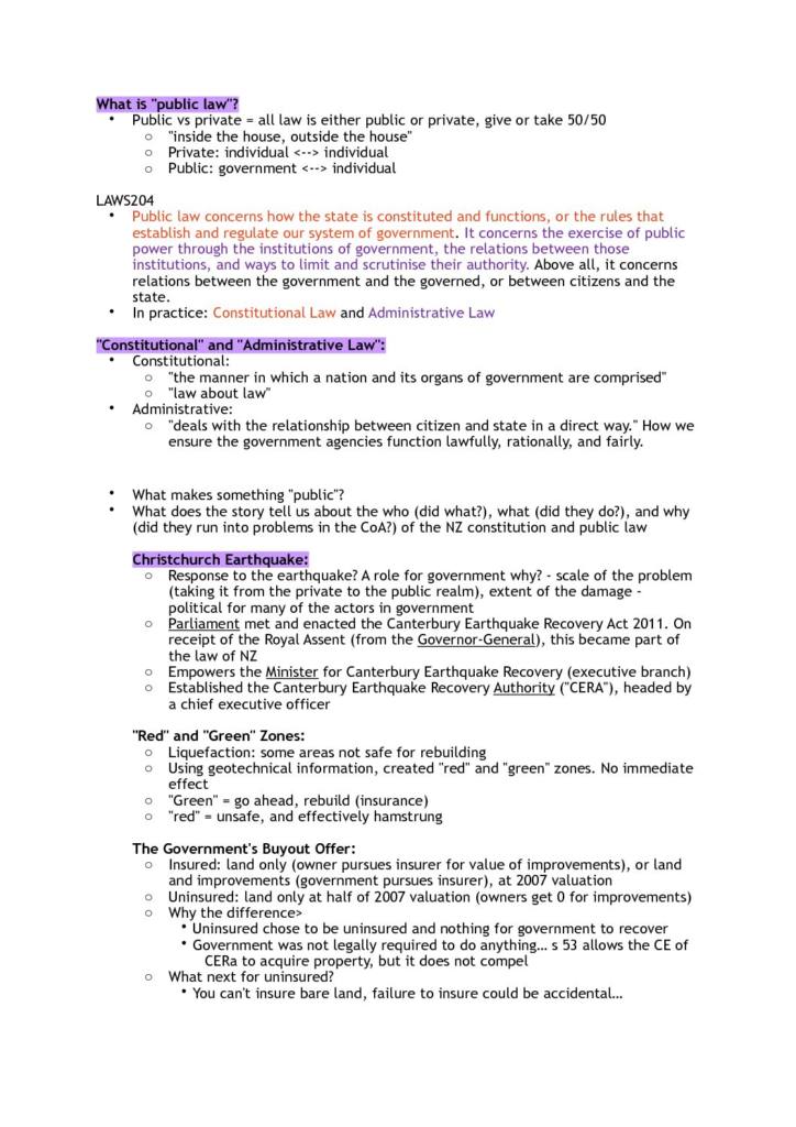 Public Law (LAWS204) complete summary