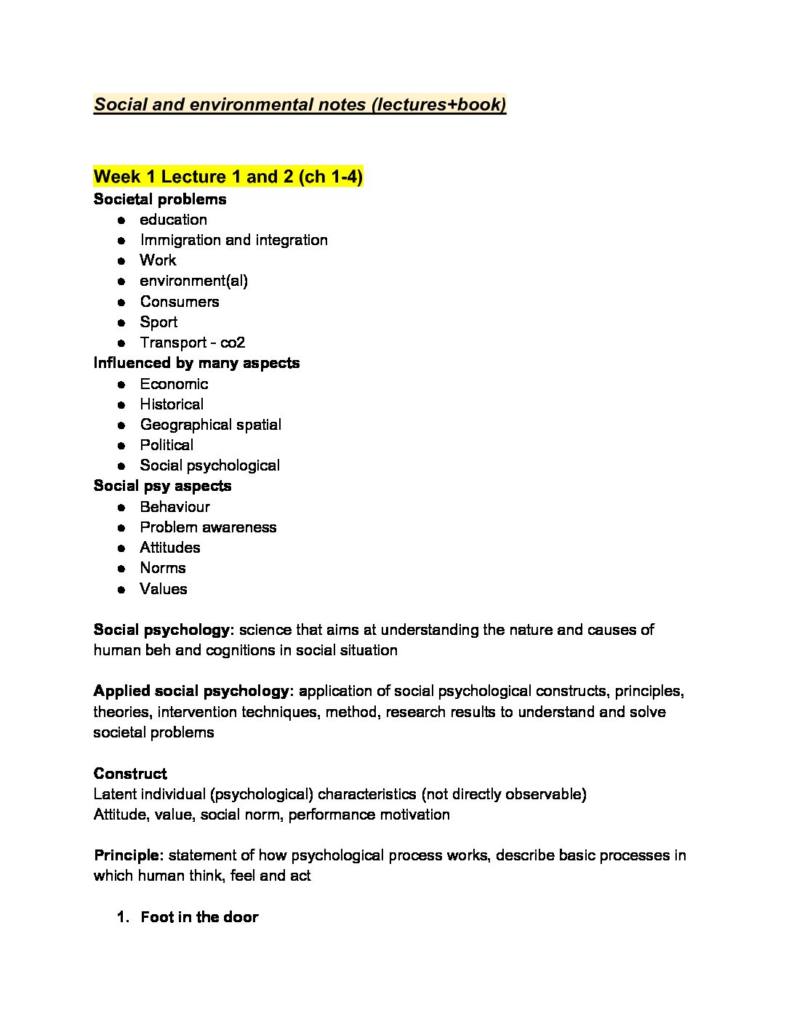 Social Environment and Behaviour (PSBE2-04) full summary
