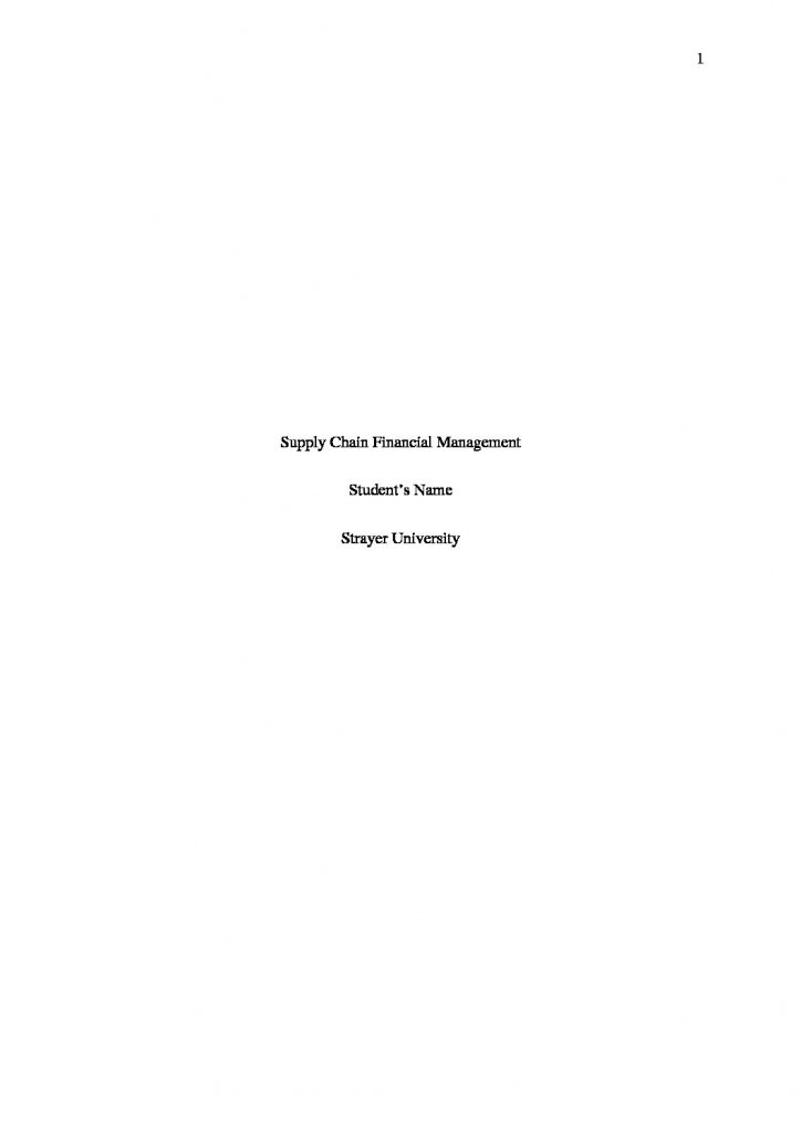 Supply chain financial management – BUS 402