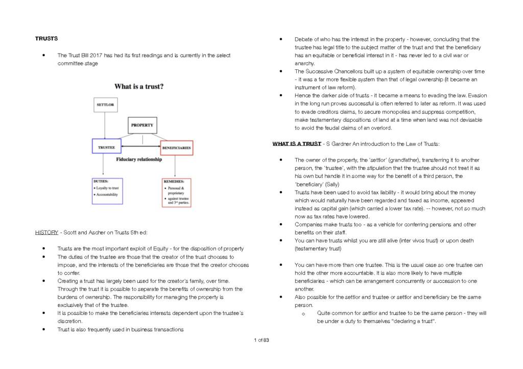 Wills and Trusts (LAWS462) complete summary