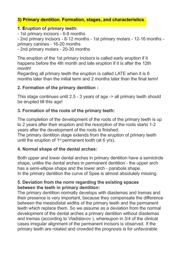 Orthodontics exam notes 5th year second semester