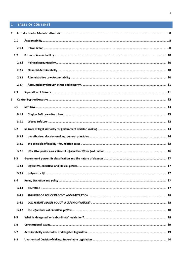 Administrative Law (LAWS1160) full course summary notes