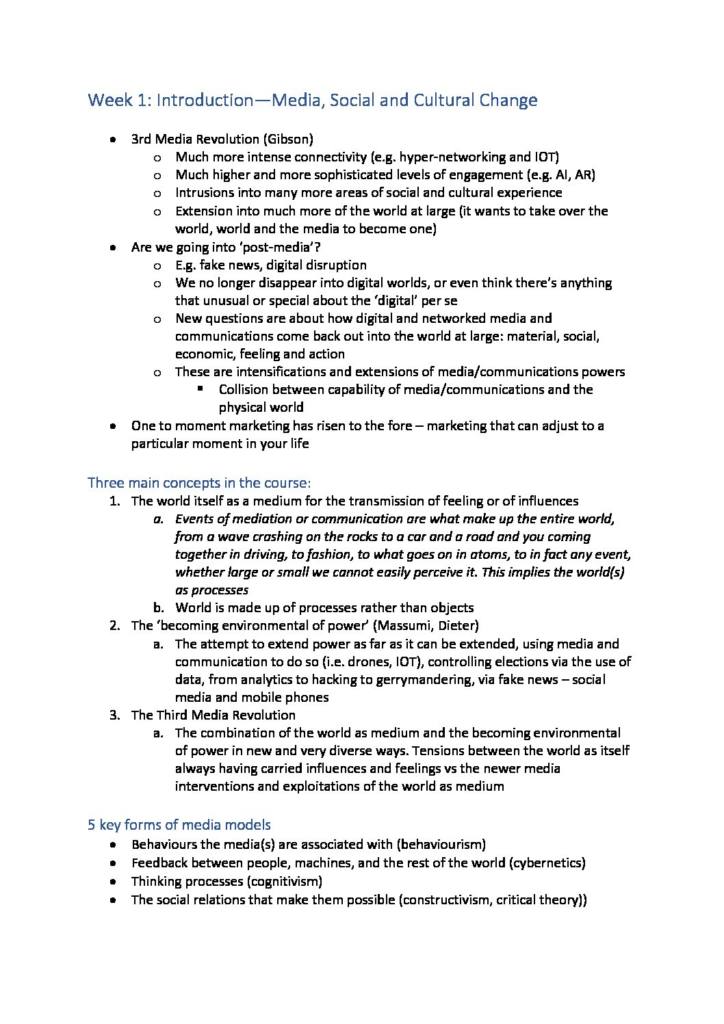 Advanced Media Issues (ARTS3091) complete summary notes