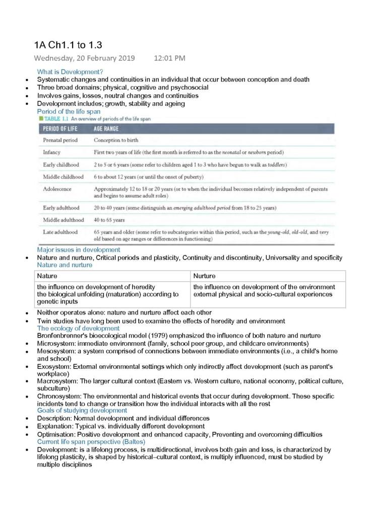 Developmental Psychology (PSYC207) complete notes
