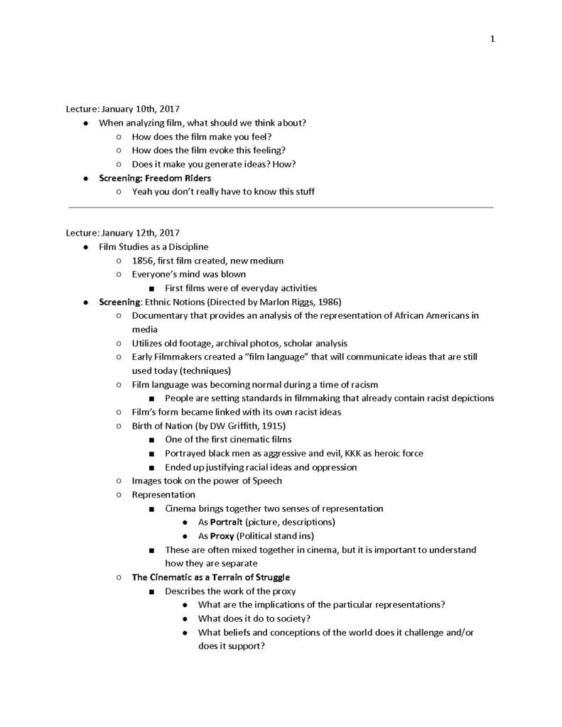 Exploring Ethnicity Through Film (AMST 274) cheat sheet