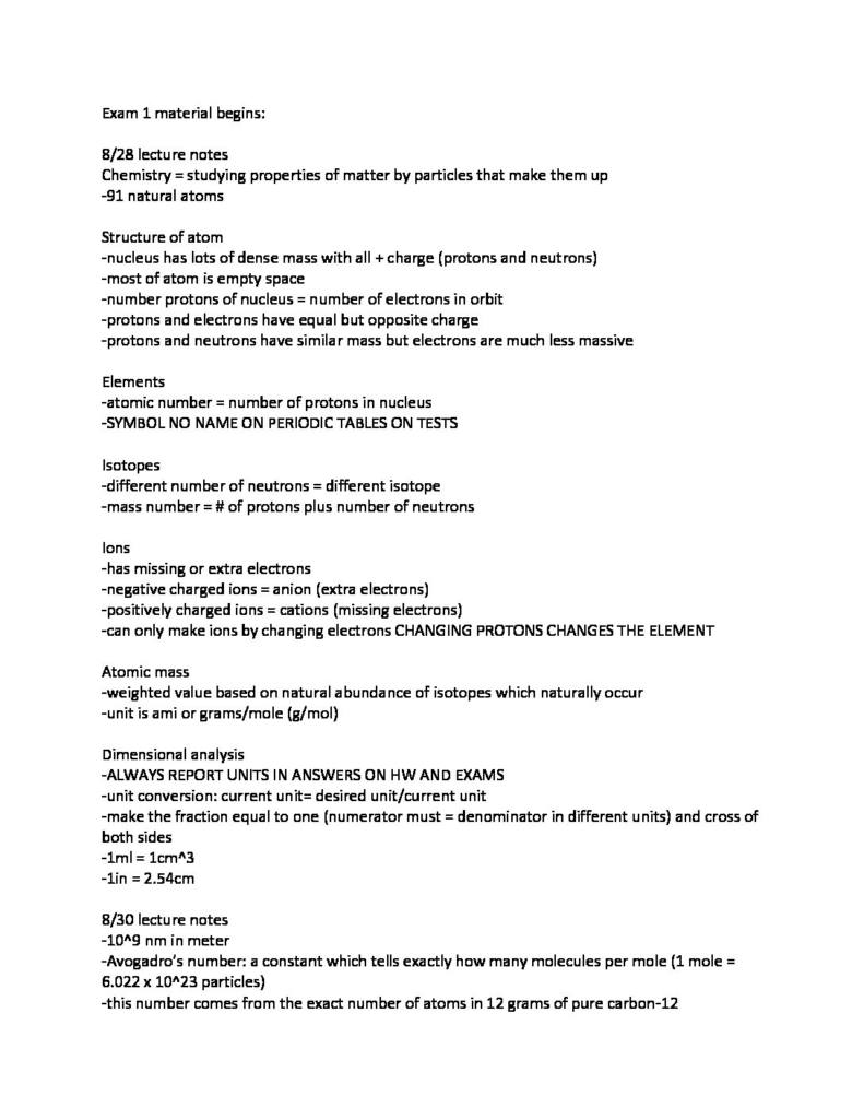 General Chemistry for Engineers (CHEM135) complete exam notes