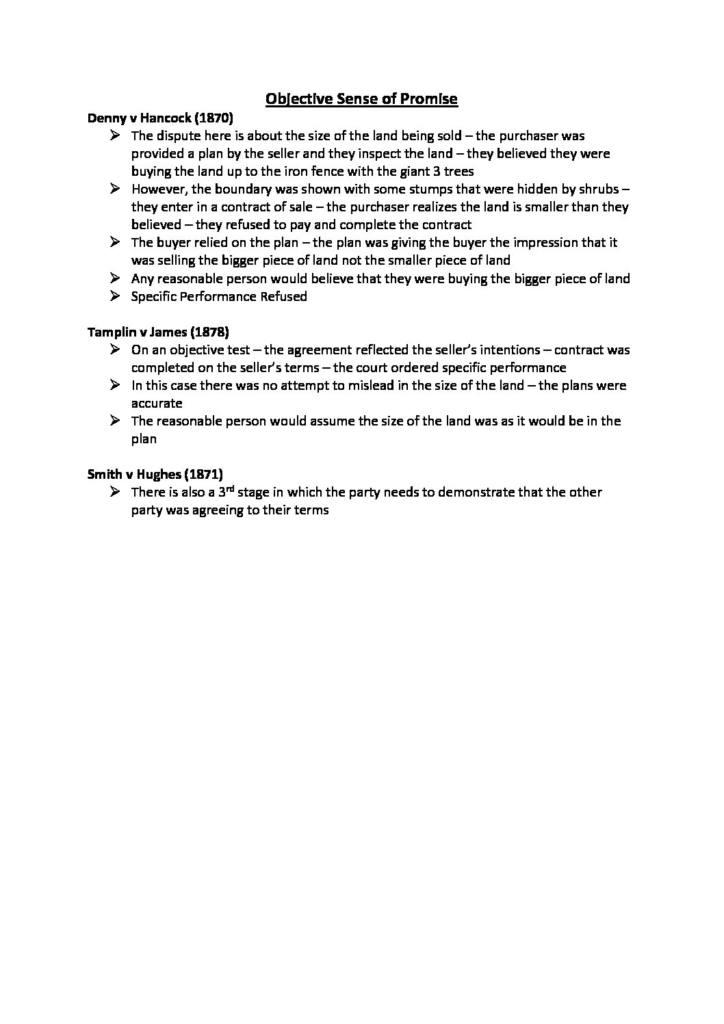 Law of Contract (LAW 241) exam notes