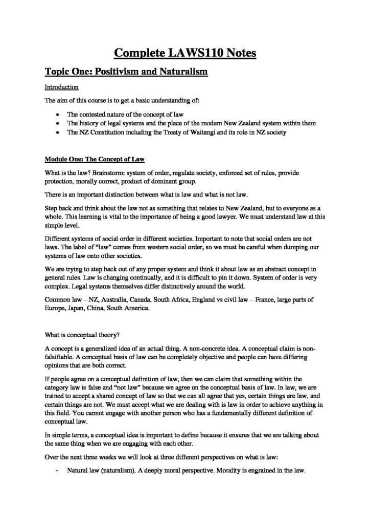 Legal Foundations, Research and Writing (LAWS110) complete notes