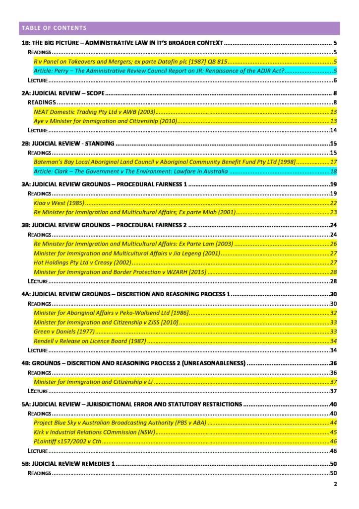 Administrative Law (LAWS1160 & JURD7160) HD full course notes
