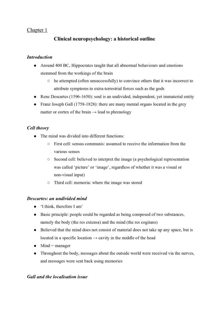 Comprehensive summary of Clinical Neuropsychology book