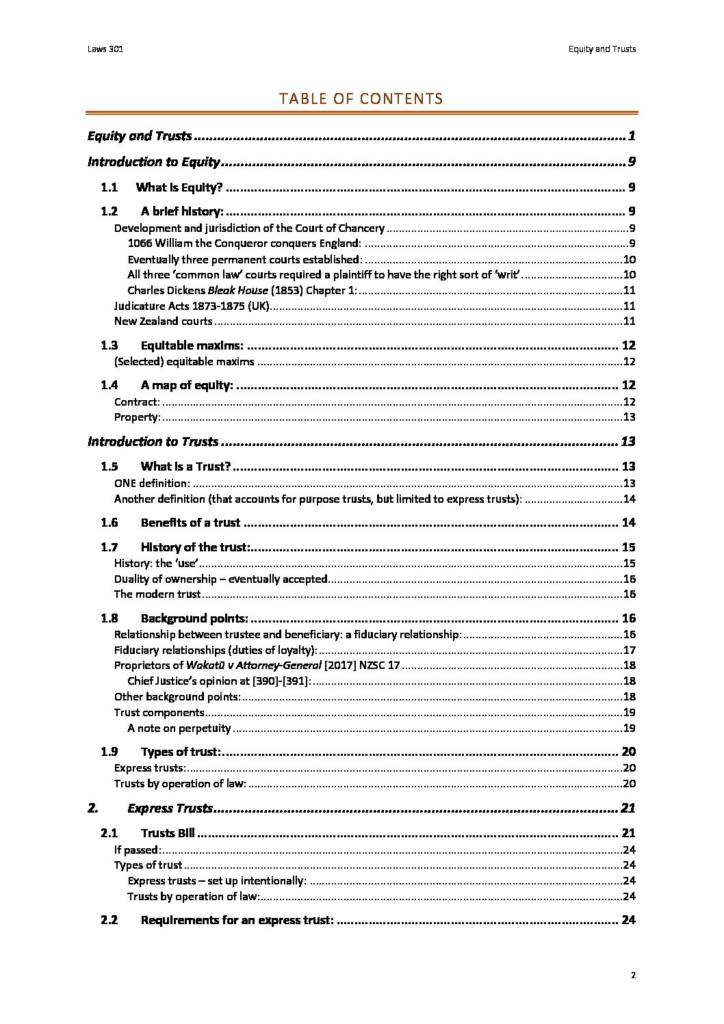 Equity and Trusts (LAWS301) complete course notes
