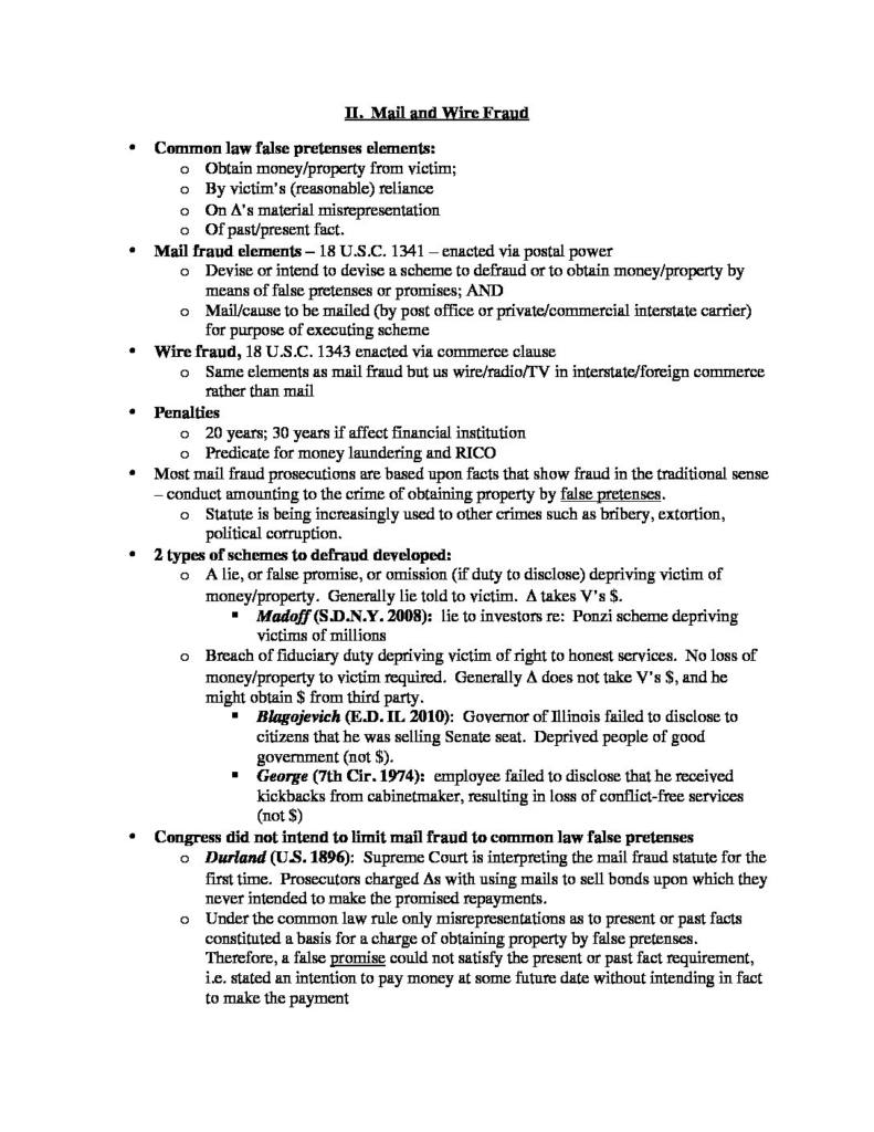Notes for Federal Criminal Law (LAW 323F) at University of Texas at Austin StudyLast
