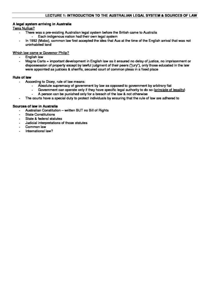 Foundations of Law (LAWS5000) JD complete notes