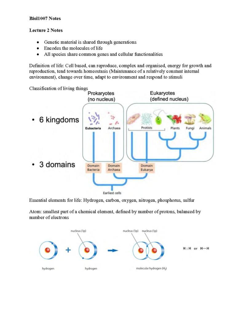 From Molecules to Ecosystems (BIOL1007) complete course notes