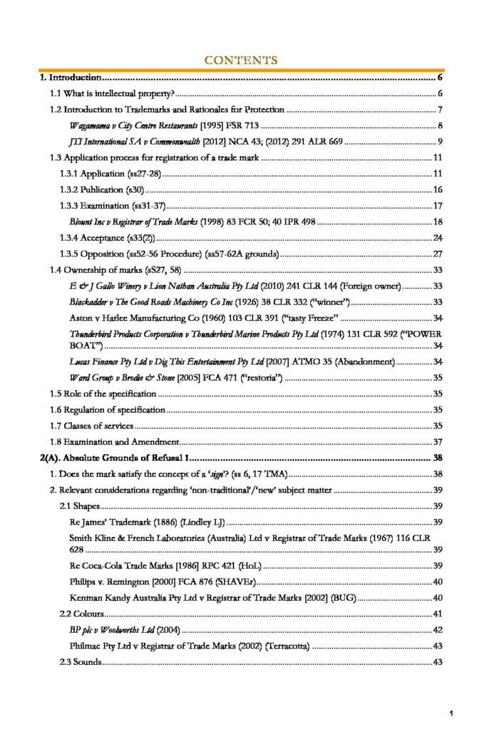 IP: Trademarks and Patents (LAWS3479) complete course notes