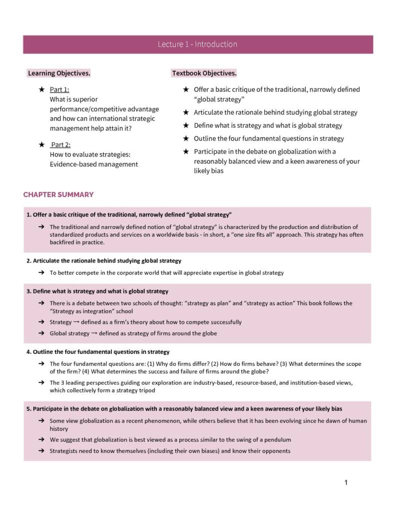 International Strategic Management (BUSI3020) HD lecture notes