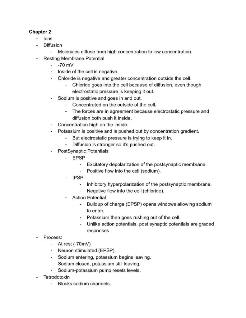 Introduction to Neuroscience (NSCI 320) exam notes