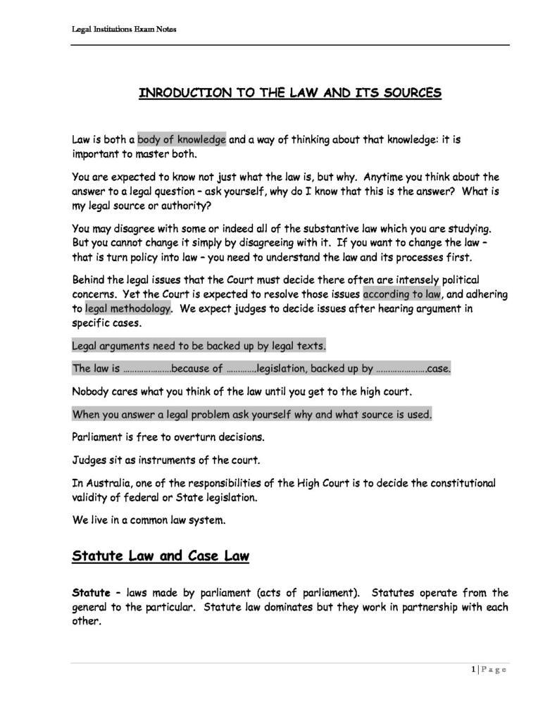 LPAB 01 Legal Institutions (LEC) full exam notes