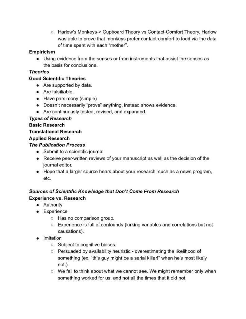 Research Methods (PSYC 207) exam notes
