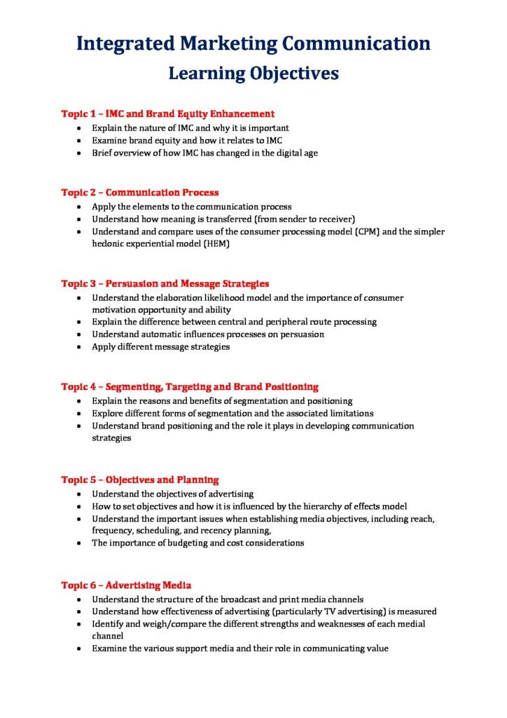 Integrated Marketing Communications in the Digital Age (MMK295) complete HD notes