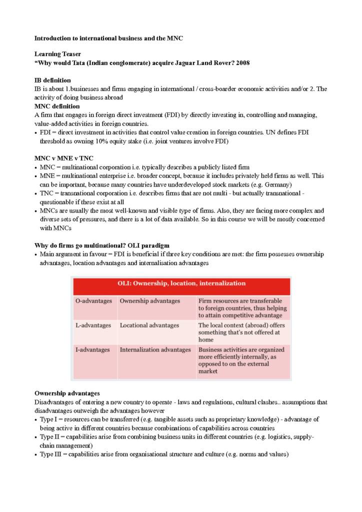International Business (5SSMN238) detailed notes