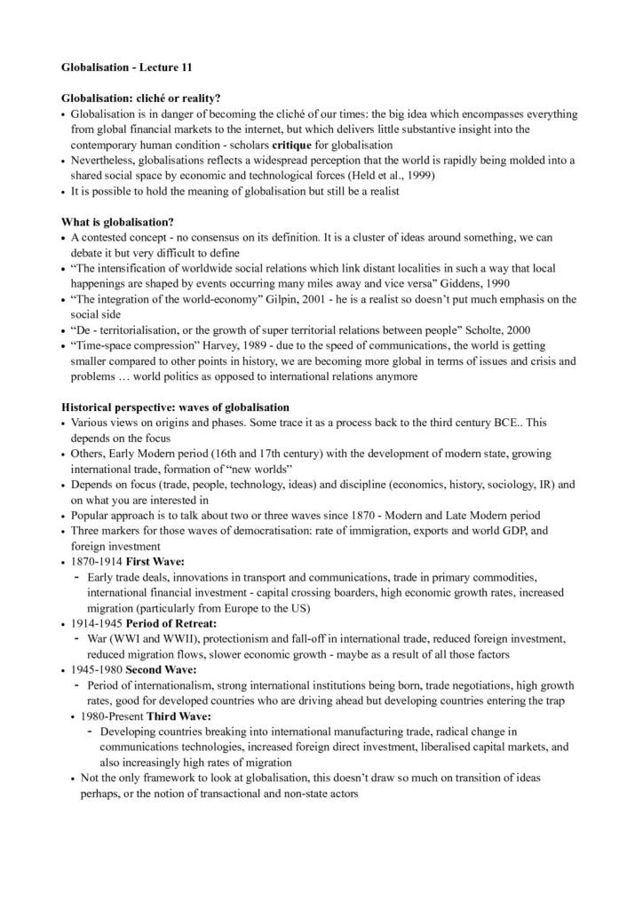 Notes for International Relations (5AAOB205) at King's College London ...