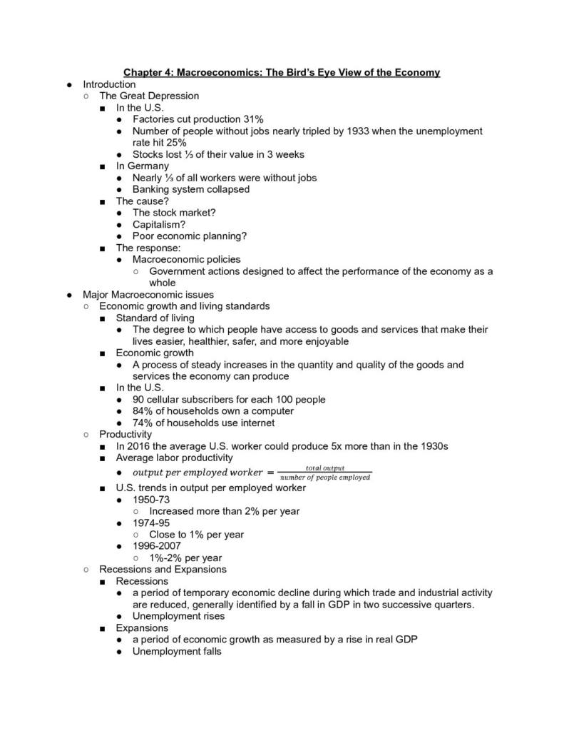 Principles of Macroeconomics (ECON 2010) full notes