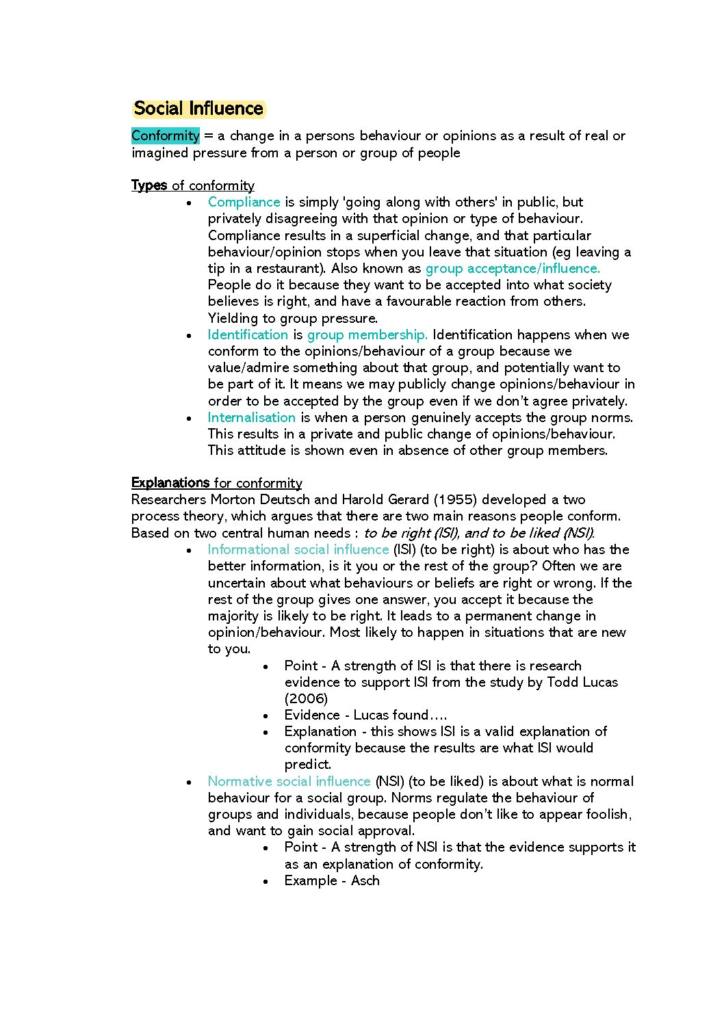 AQA AS Level Psychology (7181) complete notes