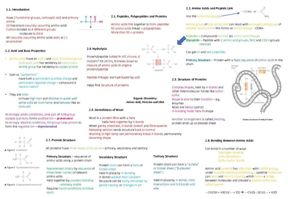AQA A Level Chemistry Amino acids, proteins and DNA revision notes