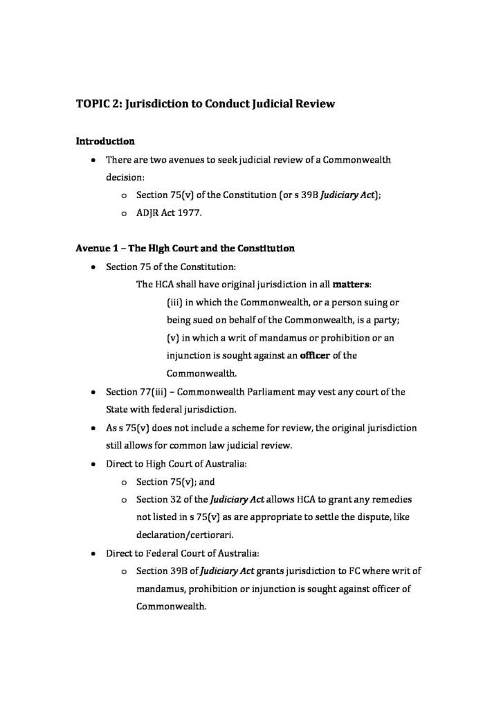 Administrative Law (LAW4331) detailed exam notes