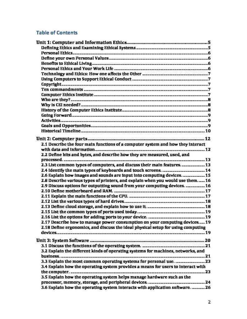Fundamentals of Information Technology (BTM 200) course notes