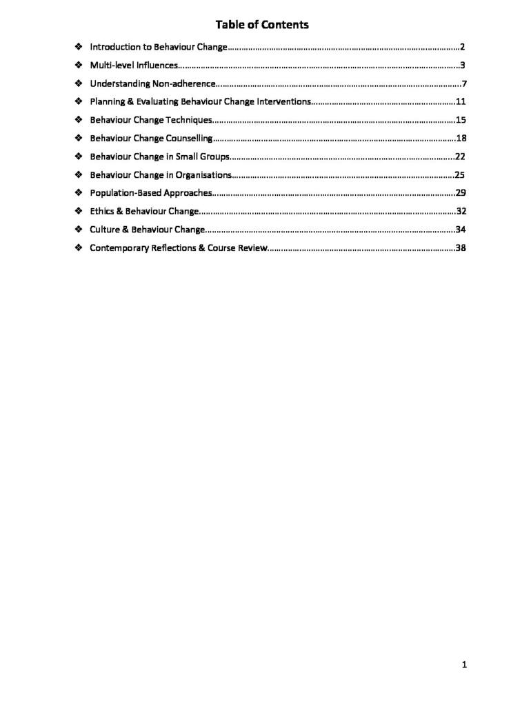Behaviour Change Skills (3018PSY) full course summary