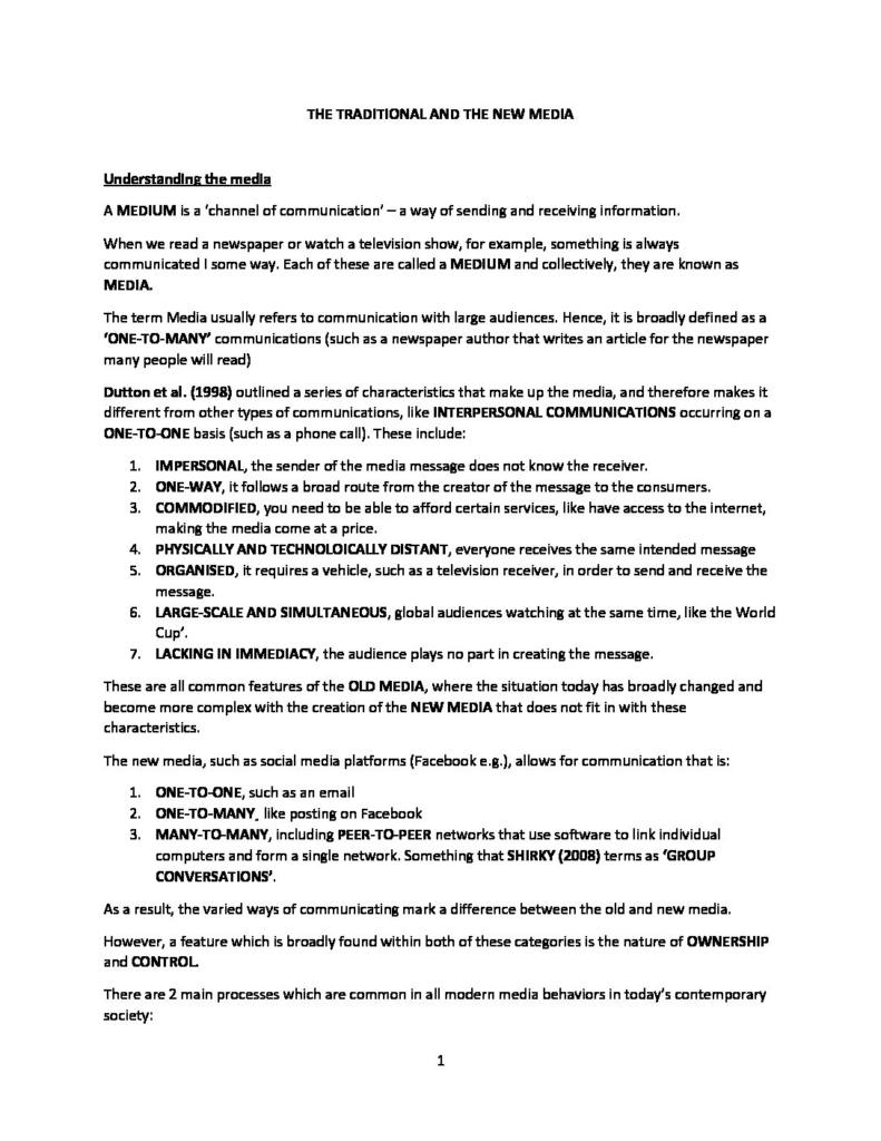 Media – Cambridge International AS and A Level Sociology (9699) Paper 4 notes