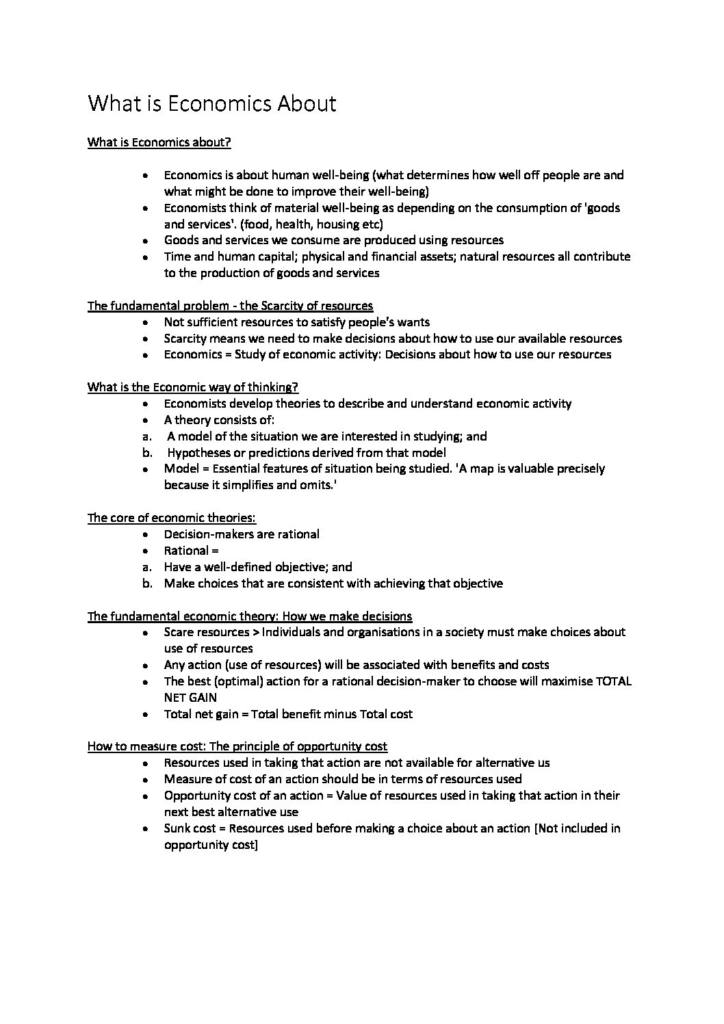 Introductory Microeconomics (ECON10004) full lecture notes