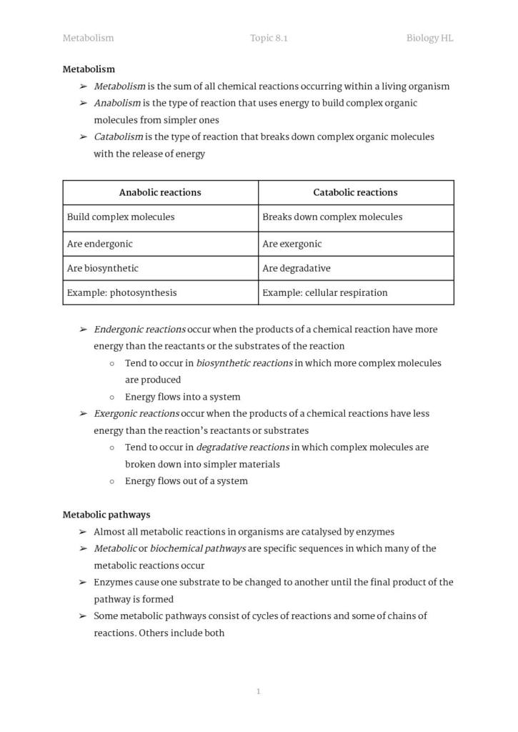 Metabolism, Cell Respiration and Photosynthesis: IB Biology HL Topic 8 ...