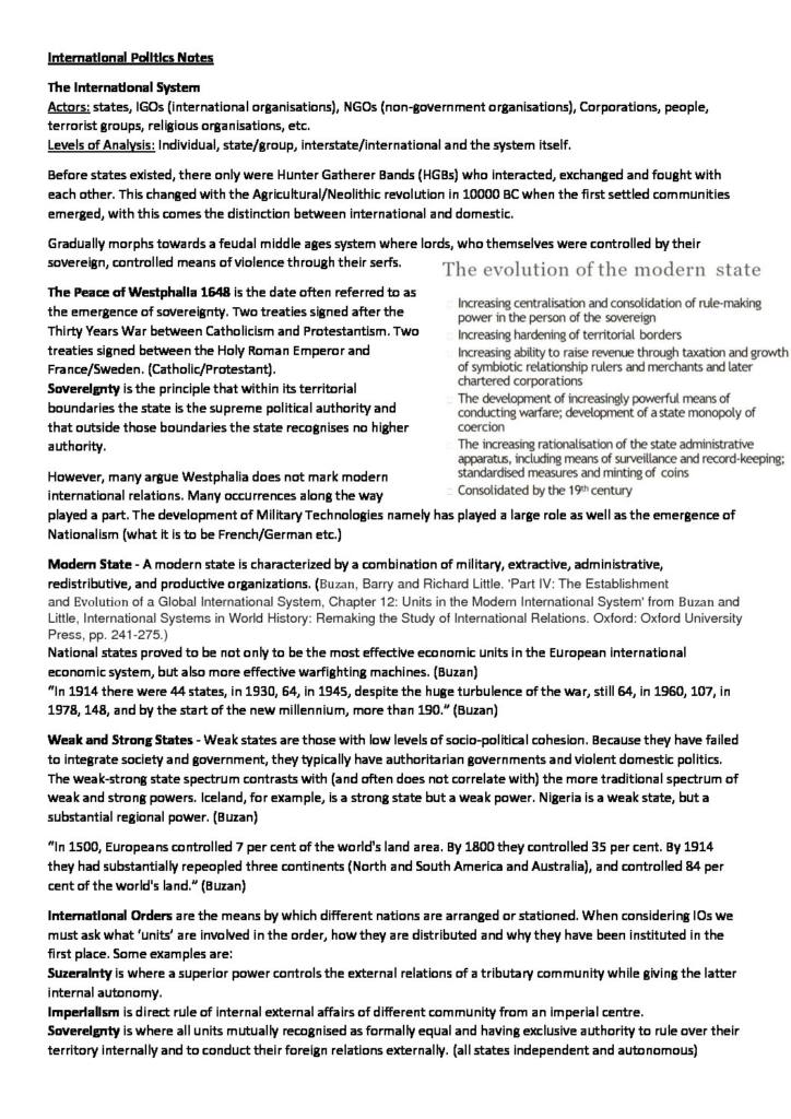 International Politics (INTS10001) summary notes